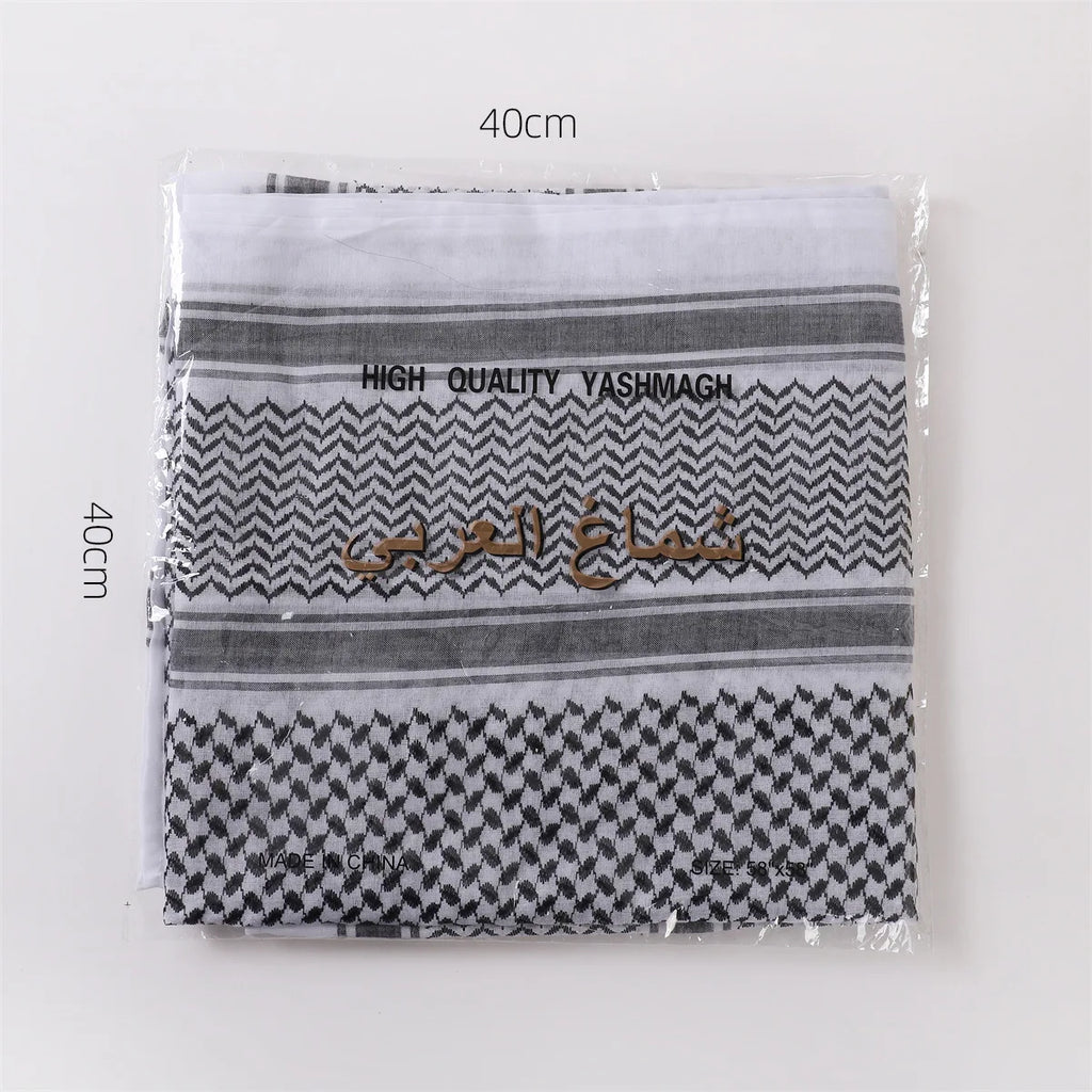 New Arab Shemagh Muslim Keffiyeh Head Wrap Tactical Desert Head Neck Scarf Military Shawl Arabic Scarf Headwear with Agal Rope
