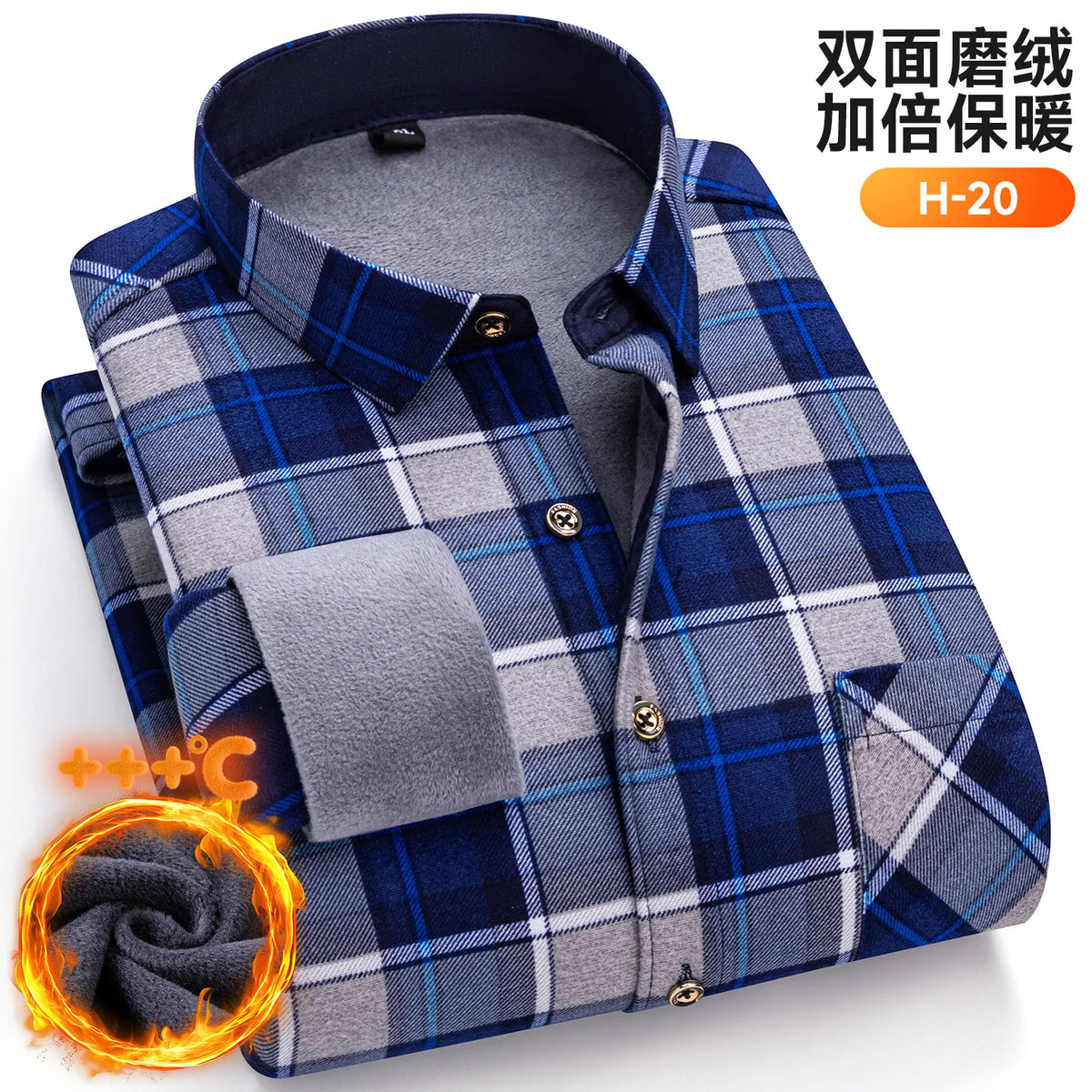 Plus Size 8XL 7XL 6XL Men's Thickene Shirt Long Sleeve Fleece Warm Winter Autumn Casual Soft Print Daily Thermal Male Clothing