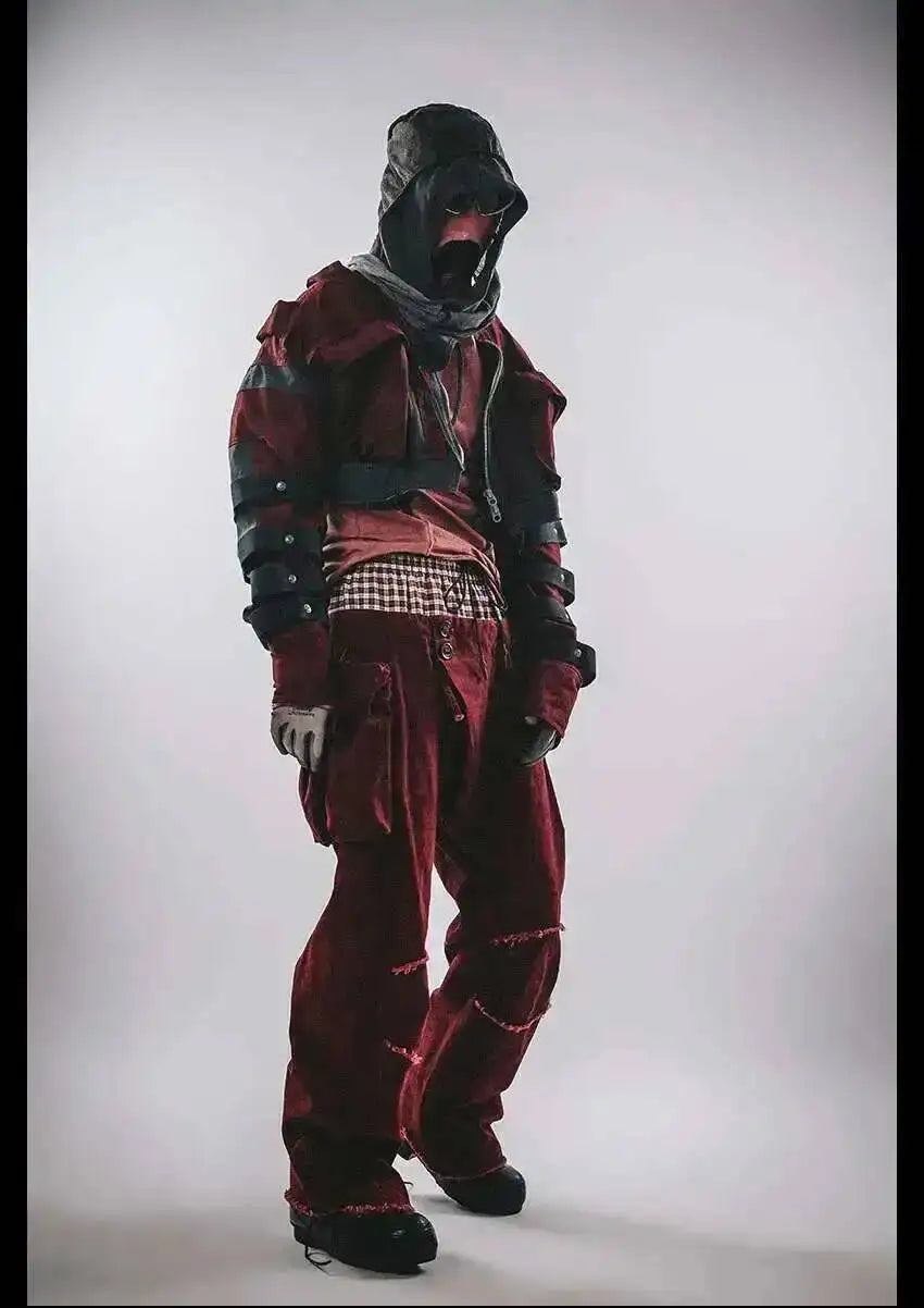 HKSH 2024 Spring Autumn Winter New Men Tide Punk Techwear Short Overcoat Jacket Fashion Chic Patchwork Coats Niche Design HK2916