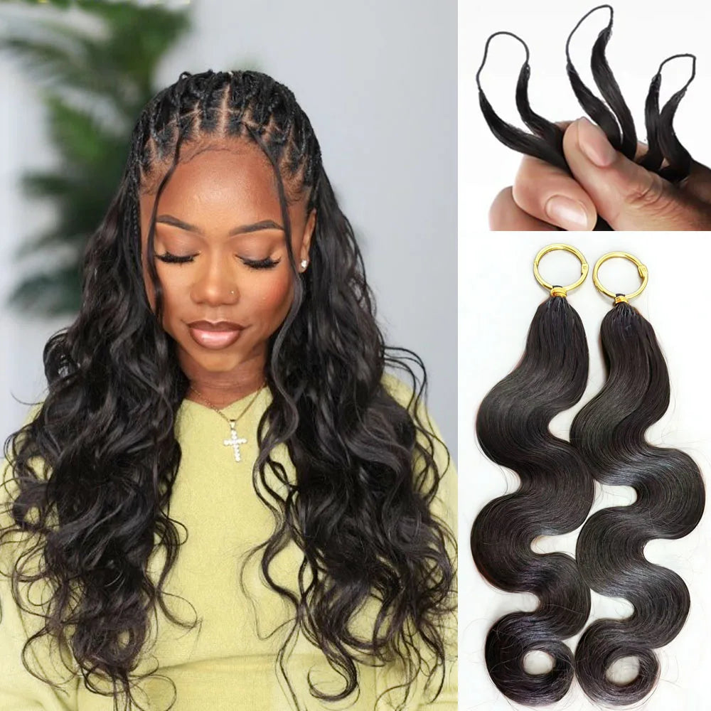 Miracle Knots Crochet Human Hair Extensions for Braiding Boho Braids 100% Raw Human Hair Body Wave Feathered Human Crochet Hair