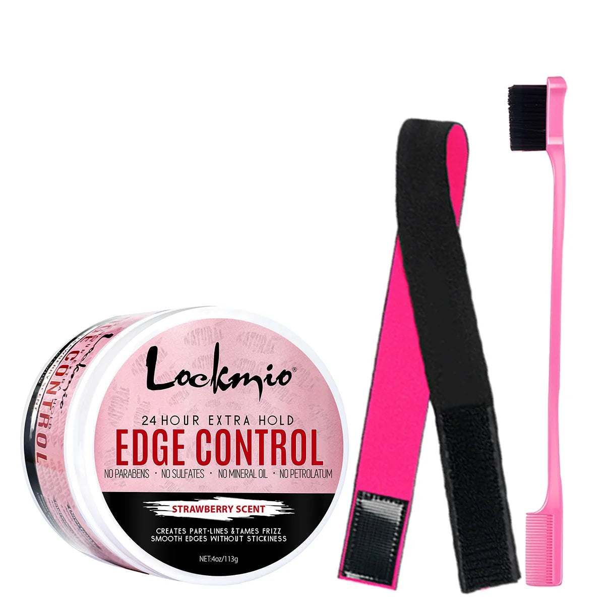 LOCKMIO Hair Flyaways Control Gel & Brush Women Hairline Styling Gel 113g Long-lasting Hair Care Edge Defining Wax Cream for Wig