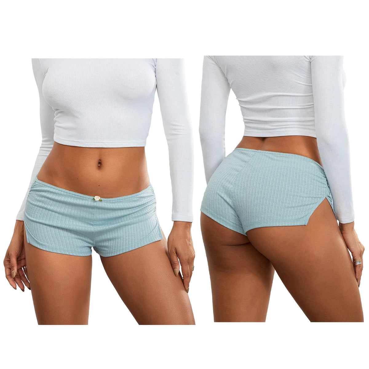Women Pajama Shorts Soft Comfy Side Split Ruched Elastic Lounge Pants Stretch Sleep Pj Bottoms Sleepwear