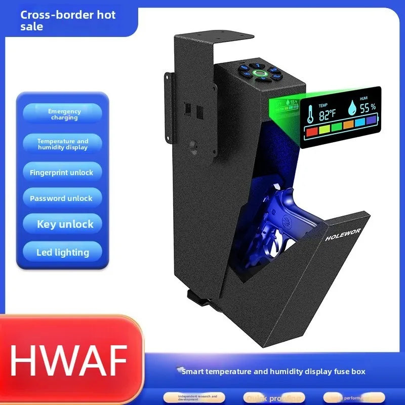 Smart Fingerprint Handgun Safe Biometric Lock Alloy Steel Security Box for Home Car Bedside