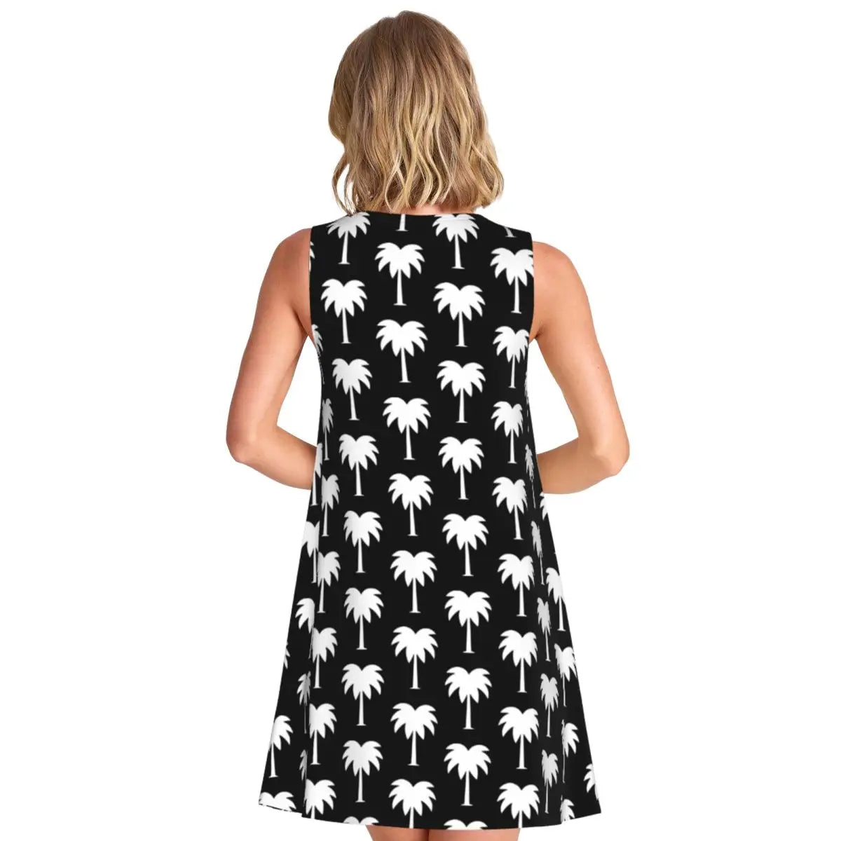 Beach Print Casual Dress Tropical Palm Tree Sleeveless Sexy Dresses Women Crew Neck Streetwear Dress Summer Graphic Clothing