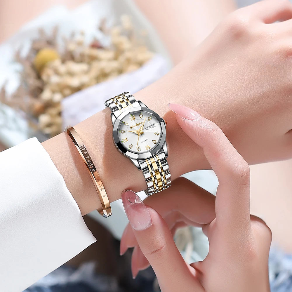 POEDAGAR Luxury Elegant Ladies Watch High Quality Casual Stainless Steel Luminous Waterproof Quartz Women's Watches Dress Clock