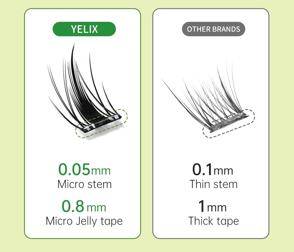 Yelix DIY Clusters Eyelashes Glue-free False Eyelashes Natural Eyelash Manga Lashes Soft False Eyelashes Daily Makeup