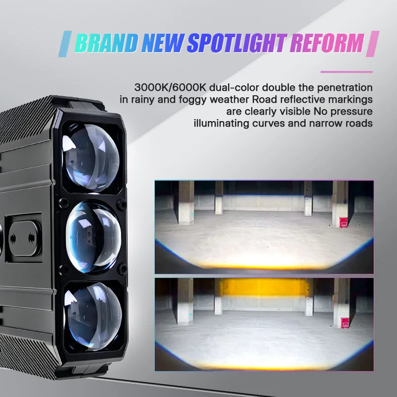 Super Bright 170W Mini Projector Car LED Light, IP66 Waterproof External Auxiliary Work Light for Car, SUV & Motorcycle