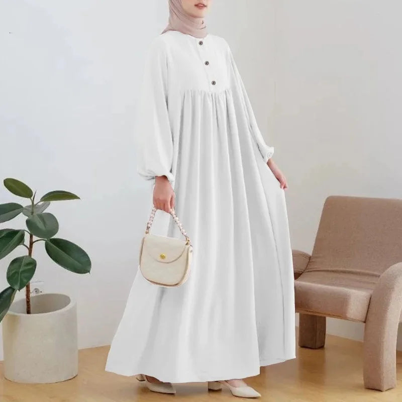 Stylish Casual Robe Bubble Sleeve Dress
