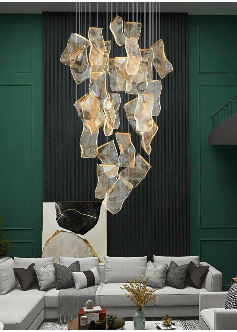 Modern LED Pendant Lights Living Dining Room Lighting Lustre Decor Chandelier Indoor Villa Duplex Stairs Hanging Lights Fixture
