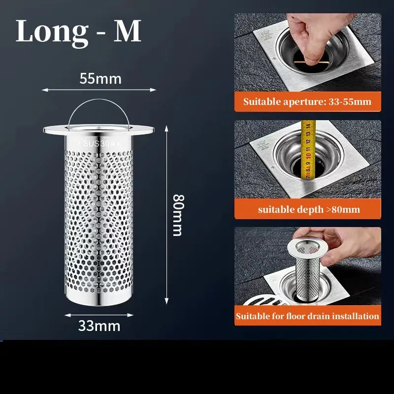 Floor Drain Filter Mesh Anti-Clogging Sink Strainer Food Hair Stopper With Handle Anti-Pest Sealing Cover Shower Leak Net