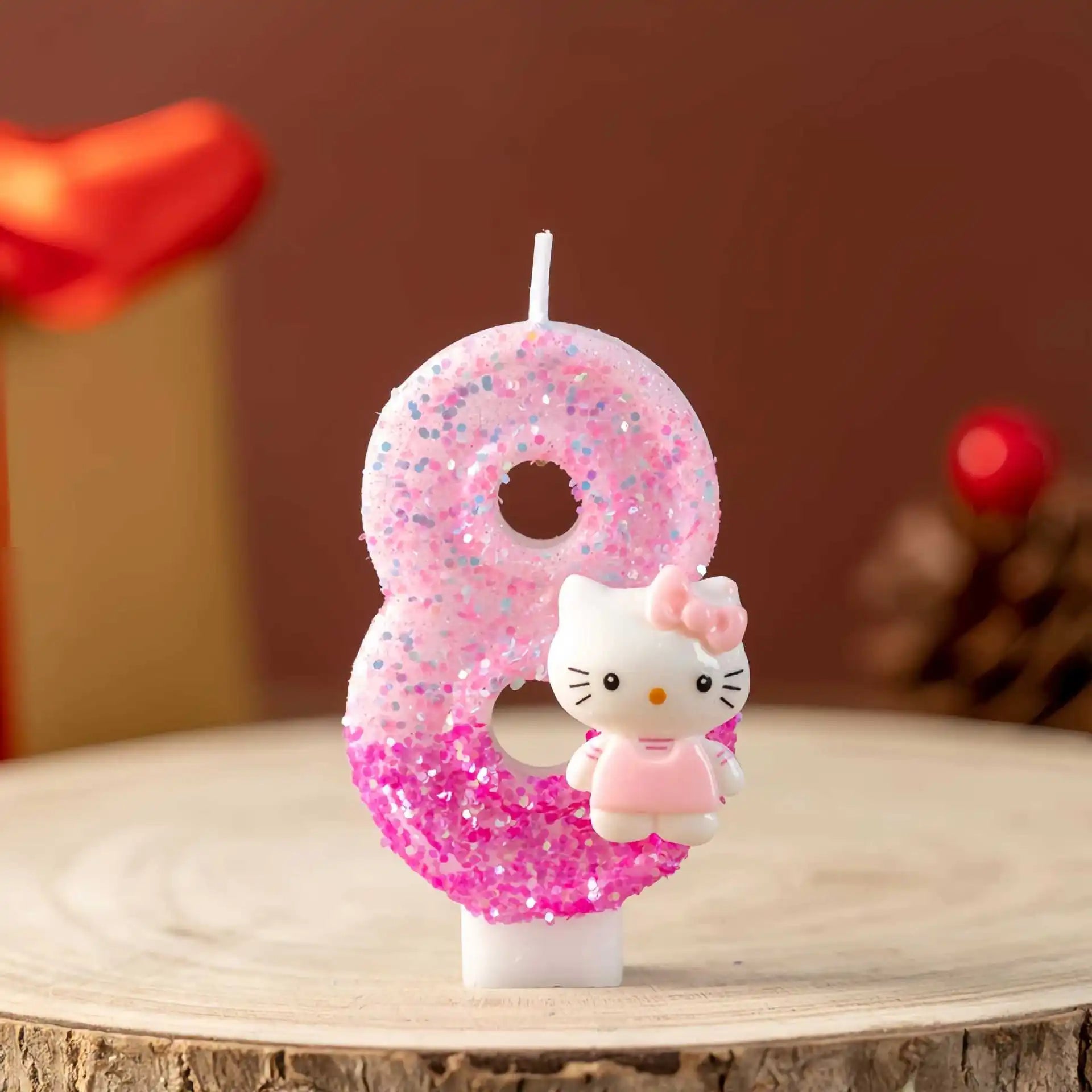 Cute cartoon cat digital candle 0-9 pink birthday candle cake party decoration