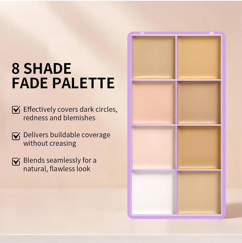 8 Shade Soft Matte Cream Concealer Palette Full Coverage Fade Dark Circles Blemishes Waterproof Long Lasting Oil Control Makeup