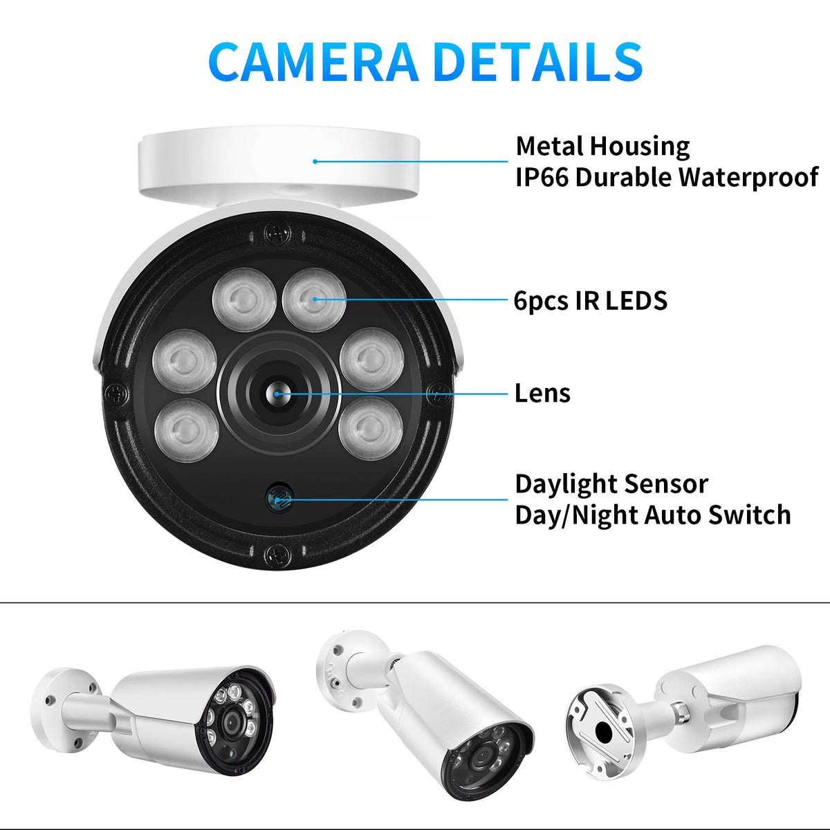 AZISHN Wide Angle 2.8mm FULL Color 4K 8MP H.265 IP Camera P2P AI Face Detection IP67 POE Video Outdoor Camera XMEYE 5MP 4MP