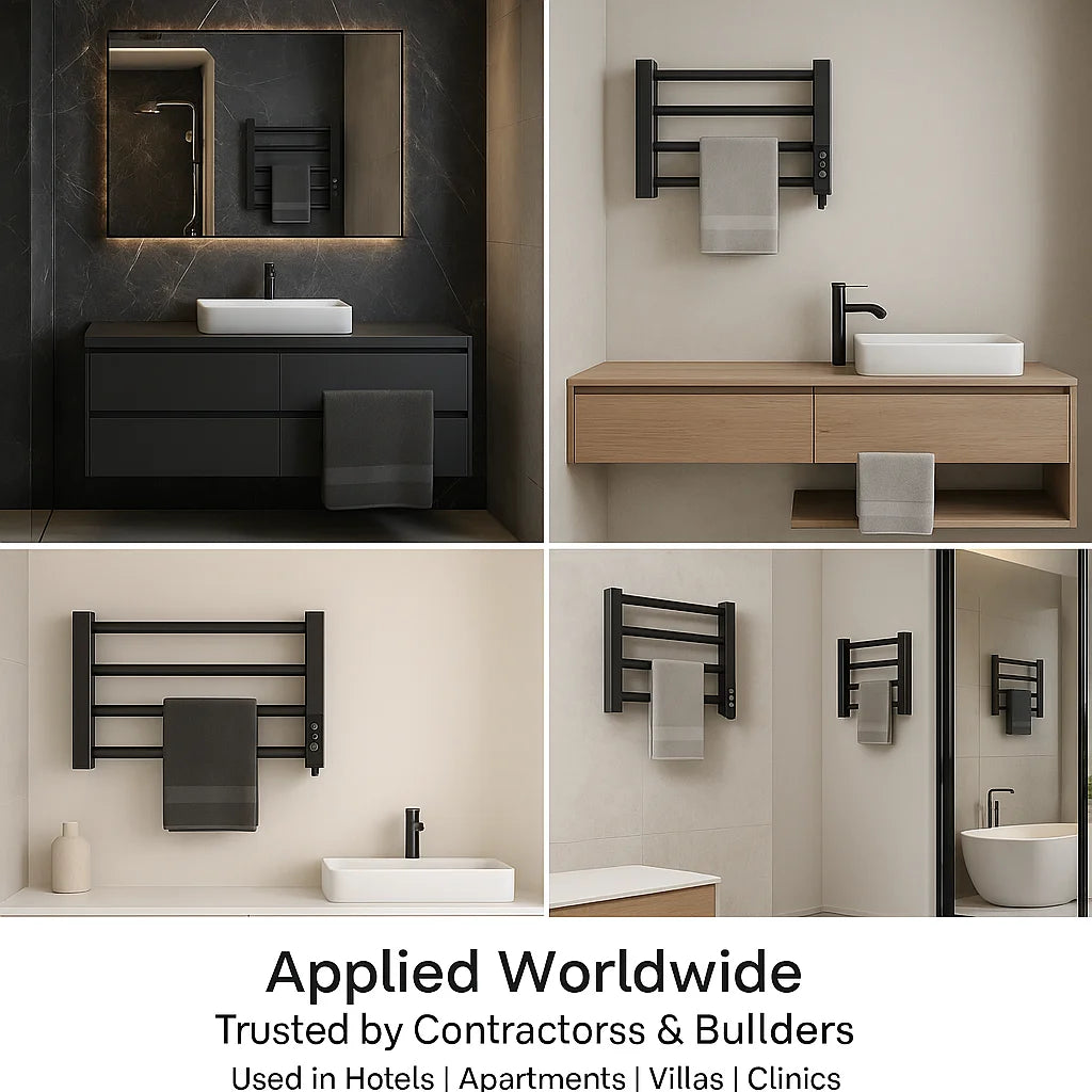 Traditional Wall Mounted Electric Towel Rail Small Towel Warmer Black Electric Heated Towel Rail