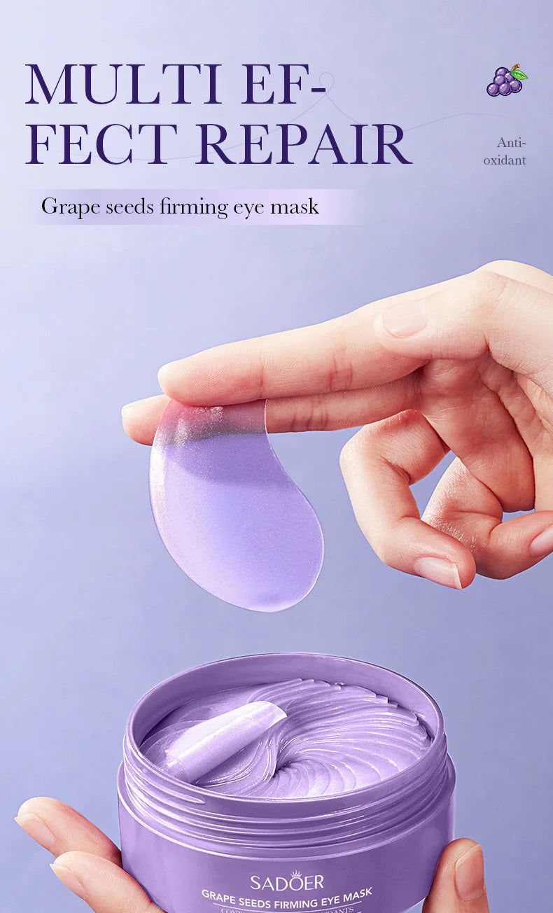 SADOER Grape Eye Mask Anti Wrinkle Dark Circles Removal Eyes Bags Moisturizing Eye Patches Eyes Skin Care 60pcs