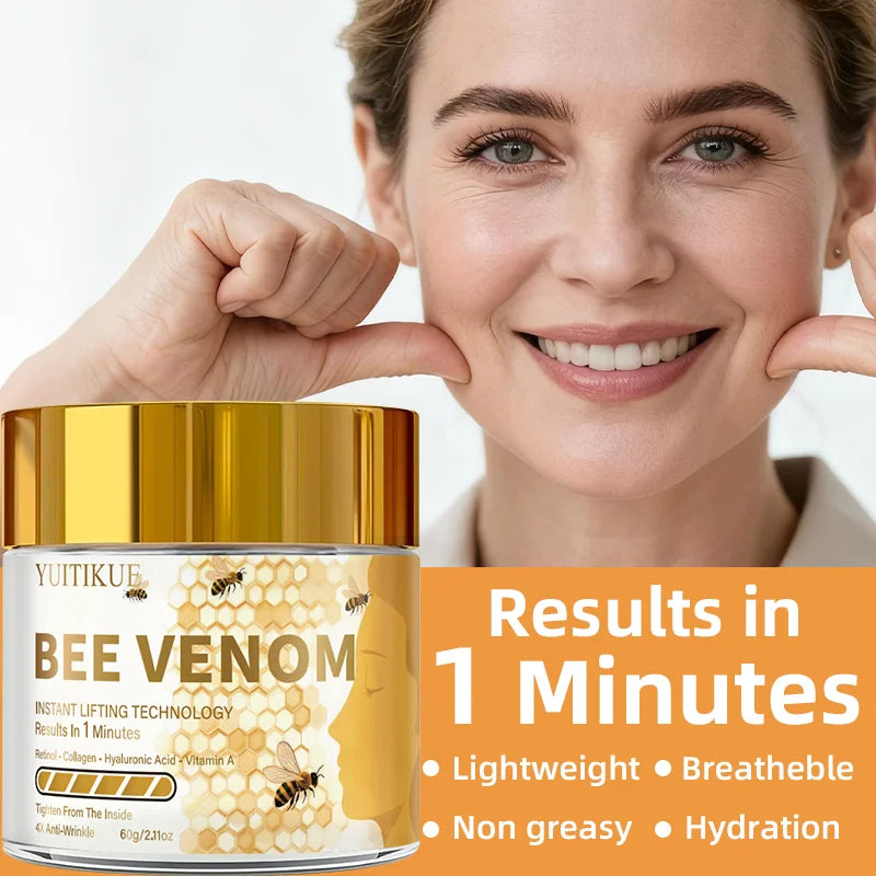 YUITIKUE Bee Venom Instant Lifting Cream 60g with Retinol Collagen Hyaluronic Acid Vitamin A Anti-Aging