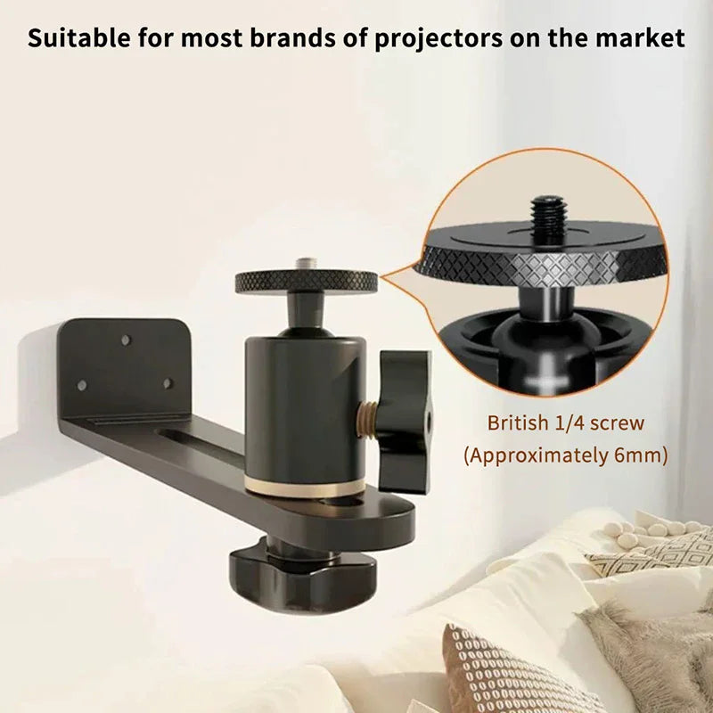 Universal Portable 360° Rotatable Wall Mount Beamer Holder Projector Bracket 1/4 Screw For XGIMI JMGO Dangbei Projector Stand