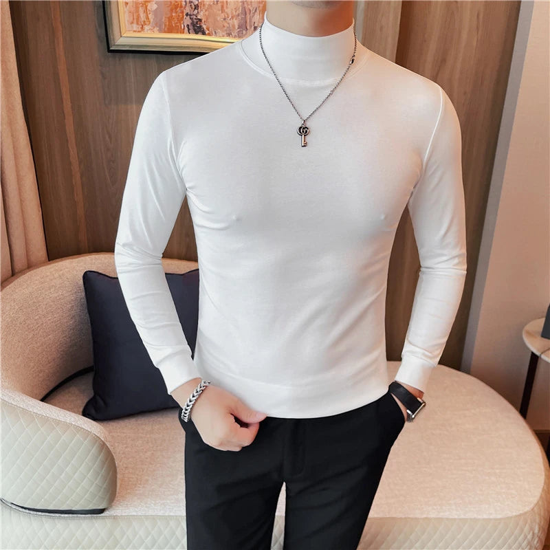 Men's T Shirts Autumn Winter New Turtleneck Long Sleeve T-Shirts For Men Clothing 2025 Slim Fit Casual Basic Tee Shirt Homme 5XL