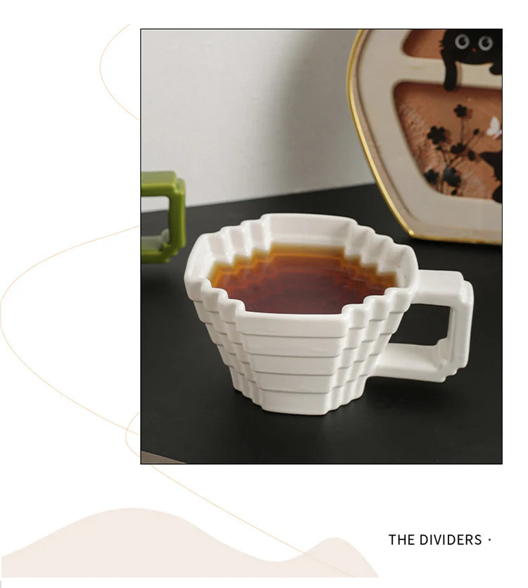 Ceramic Cups creative and individual solid colors, High-end underglaze color,Pixelated Mugs High appearance level drinkware Cup