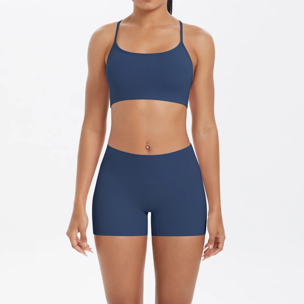 New Cross Backless Yoga Bra And Fitness Shorts Gym Yoga Set Woman’s Summer Running Sports Quick-Dry Women Gym Clothing Yoga Suit