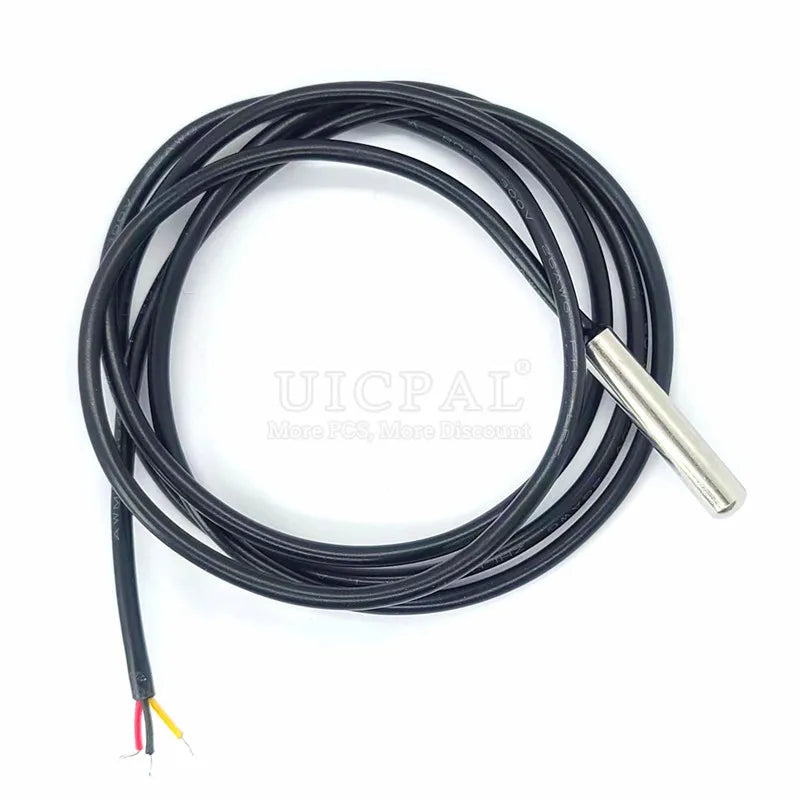 DS18B20 Temperature Sensor Waterproof Dustproof Sensors Cable 1M Length Probe 304 Stainless Steel 6*30MM OD 3.0MM