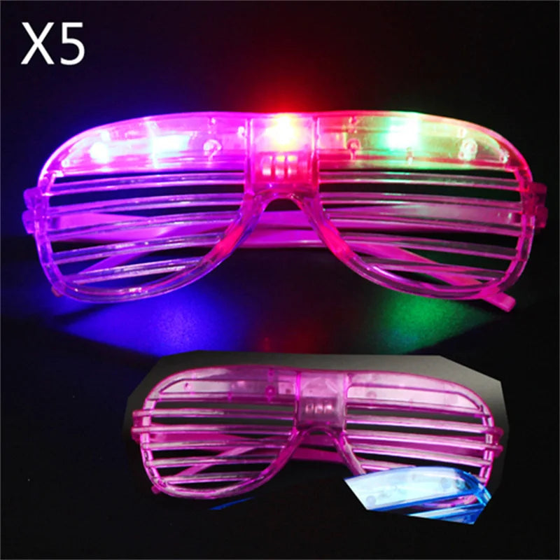 5Pc LED Luminous Blinds Glasses Adult Children Role Playing Props Halloween Party Wedding Bachelorette Party Bar Gift Decoration