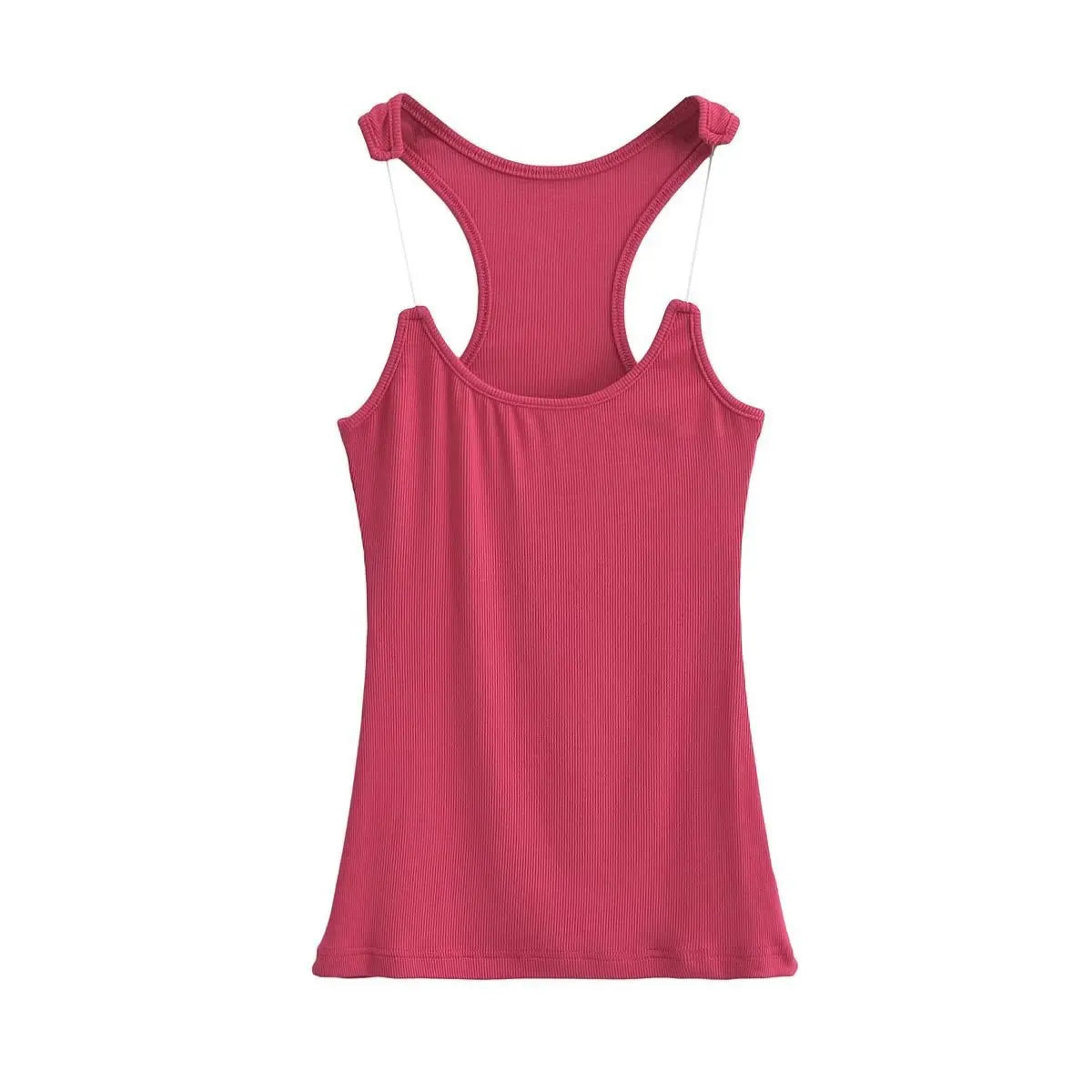 Women Ribbed Invisible Strap Tank Top Camis Tee