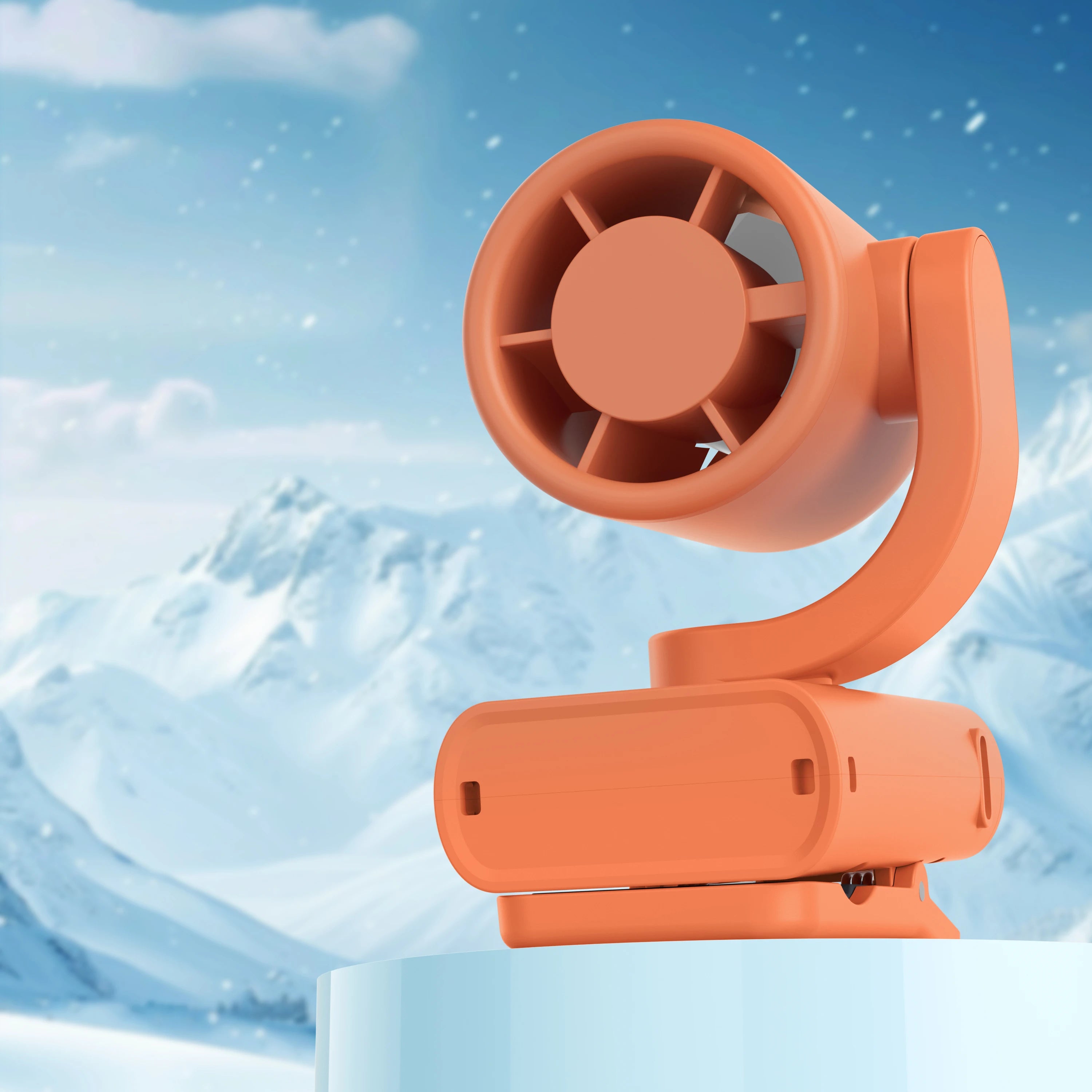 Portable rechargeable clip-on fan, rotating hanging fan with air-cooling function, suitable for outdoor and camping use. The fan