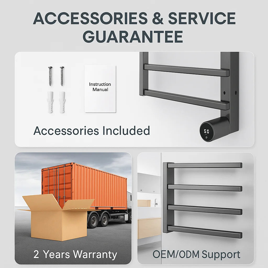 Wall Mounted Black Digital Display 304 Stainless Steel Electric Towel Warmer for Hotels Bathrooms Featuring Heater Technology