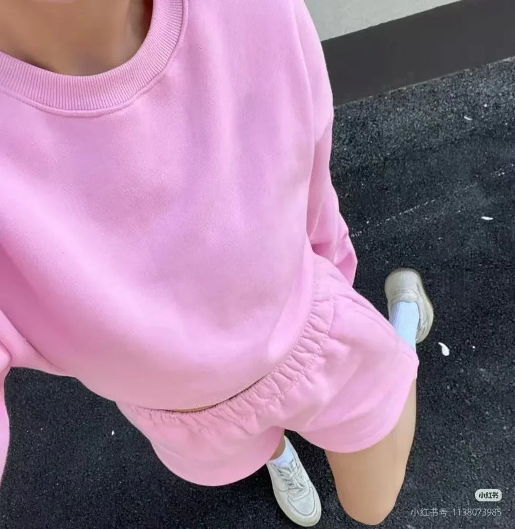 Hlo Yoga Set Cropped Sweatshirts Shorts Crew Neck Pullover Womens Short Tracksuit Studio to Joggers Sportswear Yoga Hoodies