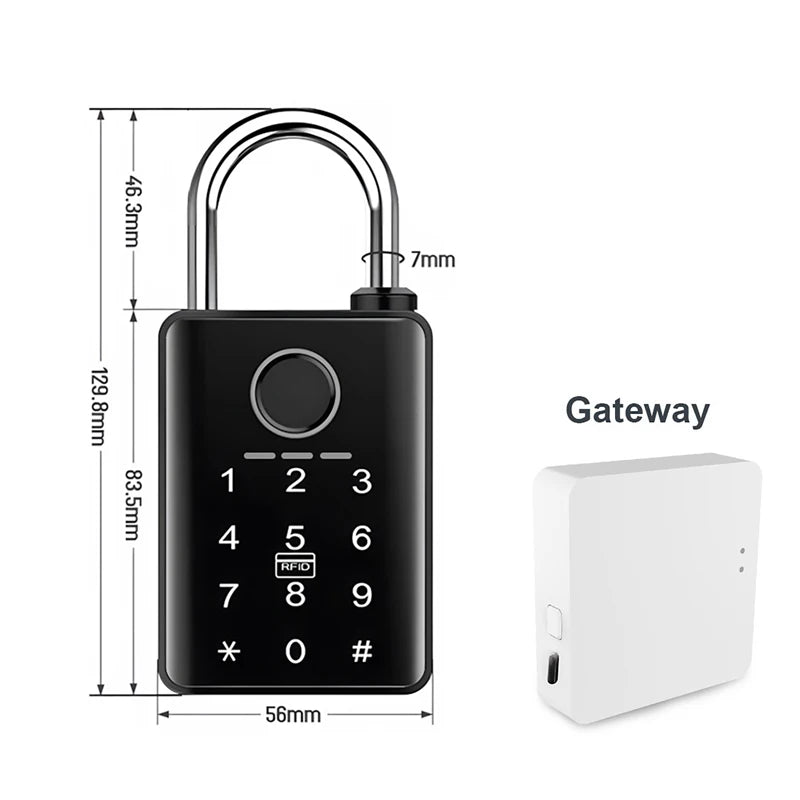 Tuya Smart Door Lock Fingerprint Padlock Password APP Card Key Unlock 7mm 10mm Smart Padlock Waterproof Electronic Lock