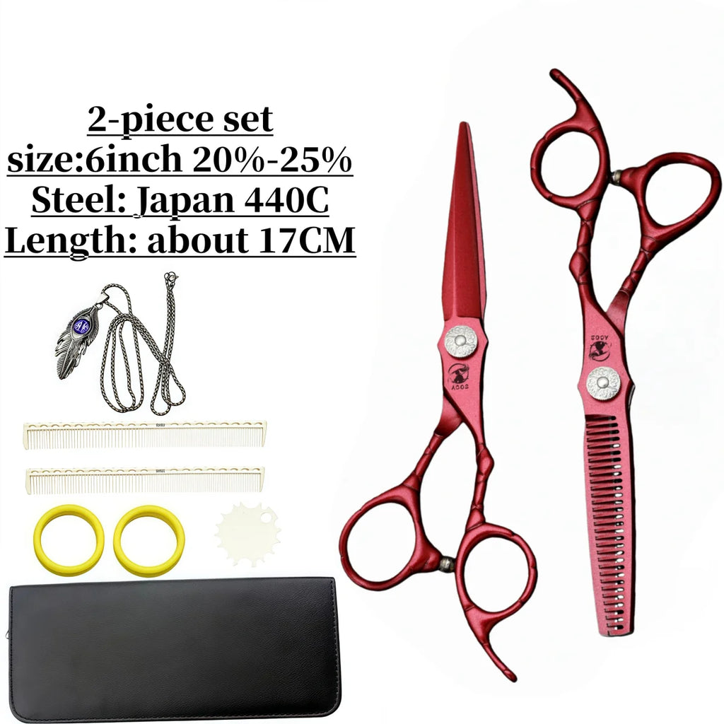 ACOS Professional Barbershop Scissors Set 440C Steel 6-inch Hair Thinning Clippers for Household Barber Tools