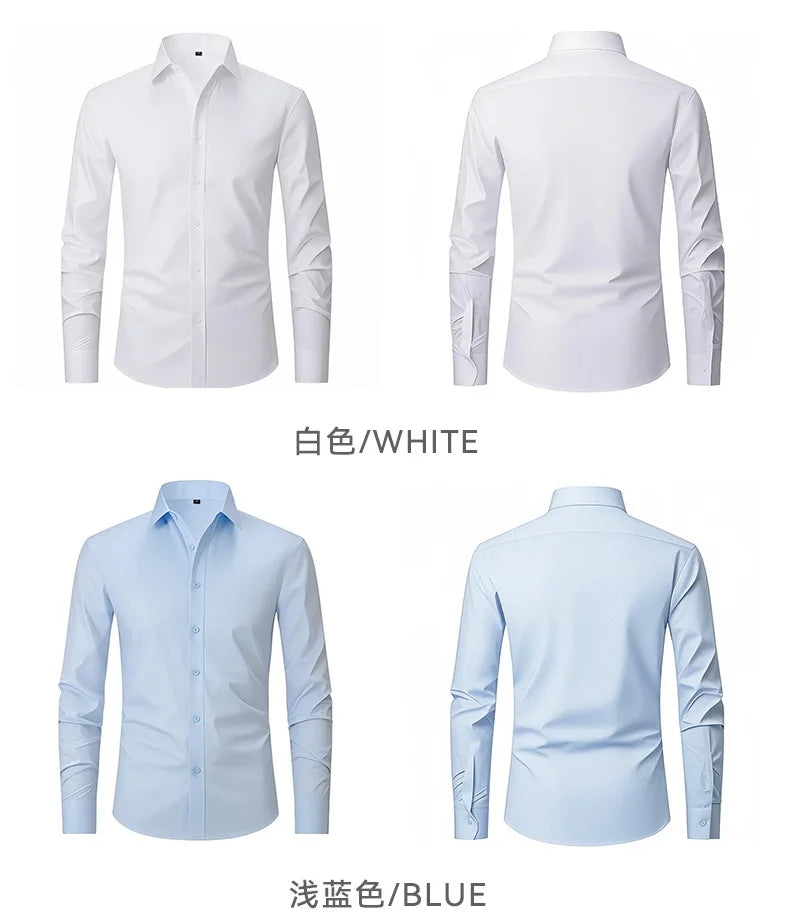 Men's Four-sided Elastic Solid Color Non-iron Shirt Anti-wrinkle Business Shirt