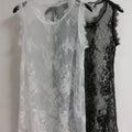 Loose Lace Me Base irt Top Thin Hollow out Long Vest Spring Summer New Korean Sle Women's Faion Casual round Ne Dr