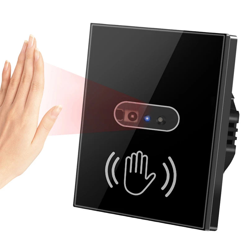 110V 220V 10A Smart Wall Light Switch Hand Sweep Sensor Glass Screen Panel without Touch EU US IR Infrared Lights Sensor Switch