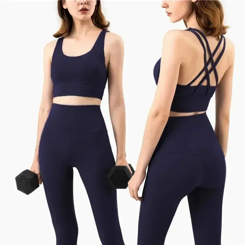 Women's 2 Piece Sports Set - High Waist Booty-Lifting Leggings with Back Pocket & Sports Bra Yoga/Gym/Running Workout Outfit