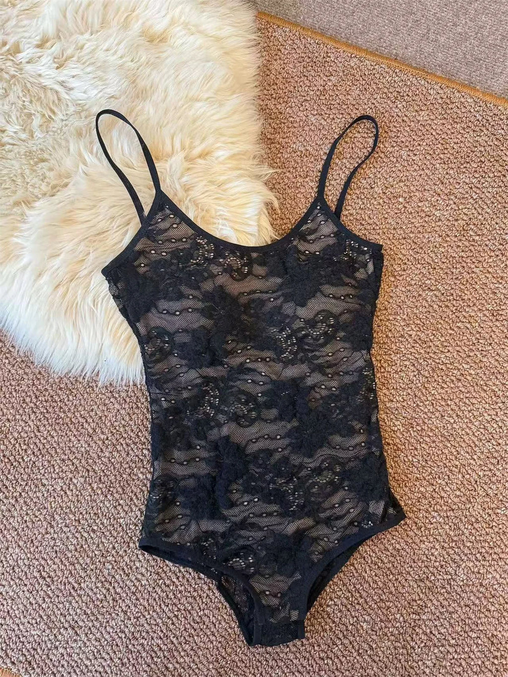 Sexy Lace Slim Jumpsuit Women Sleeveless Backless Solid Hollow Out Tops Summer Fashion Y2K Spaghetti Strap Top Lady Party Club