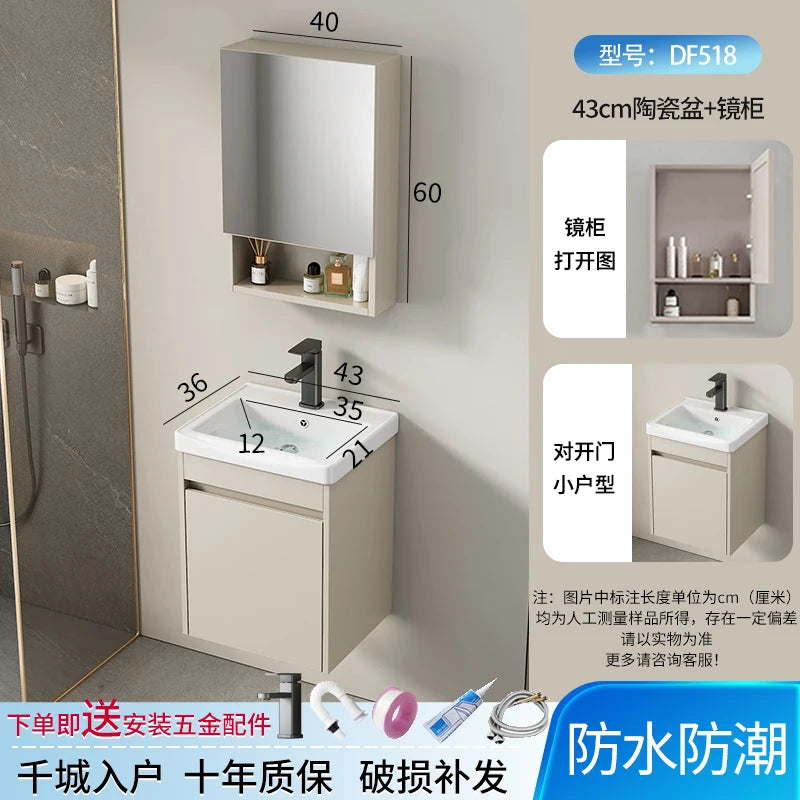 Wall Basin Bathroom Cabinet Set Sink Mirrors Shelves Bathroom Cabinets Storage Organizer Mobile Bagno House Accessories
