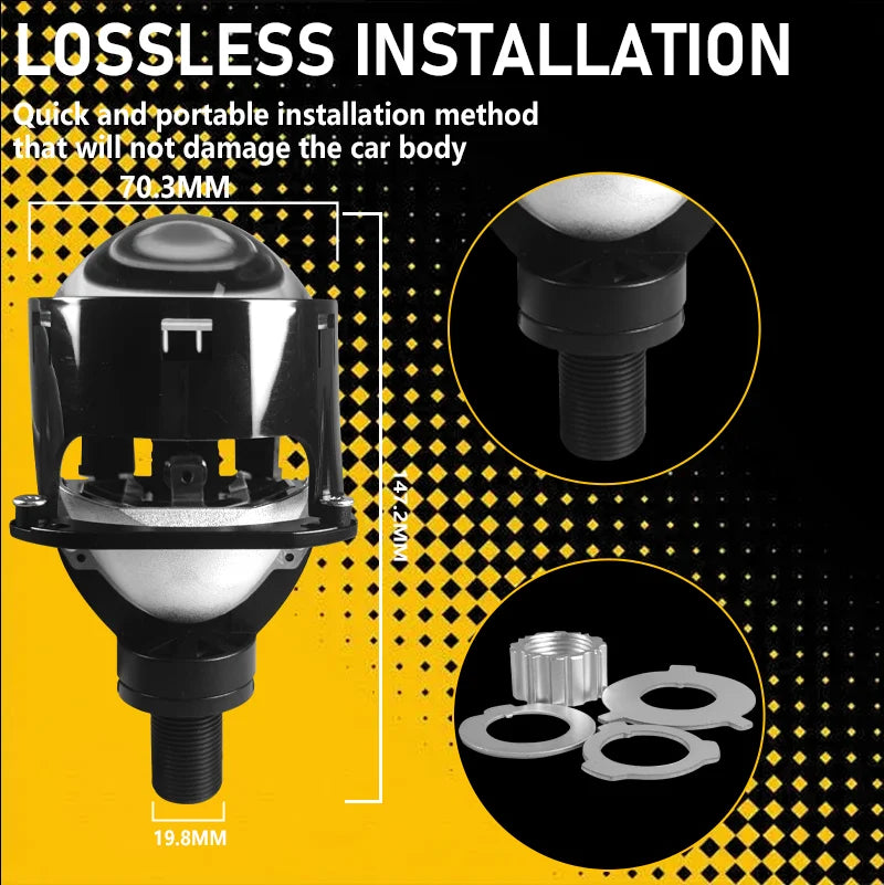 2pcs 2.5 Inch Bi‑LED Projector Lens High Low Beam Car Headlight Retrofit H7 H4 H11 Universal LED Headlamp Waterproof Auto Lamp