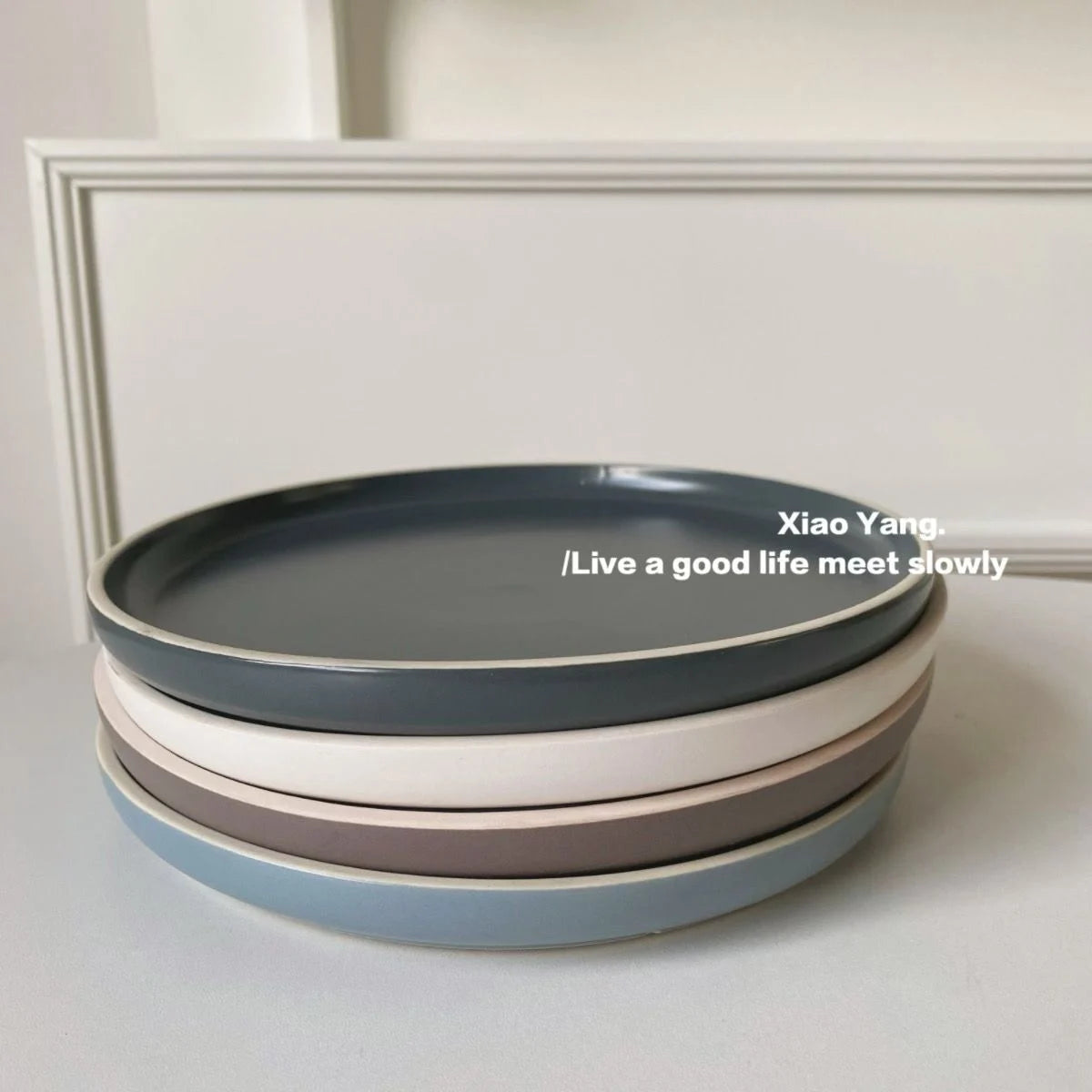 Nordic Style Ceramic Plate Pure Color Brown White Underglaze Dining Utensils Simple And Elegant Ins Style Flat Dishware