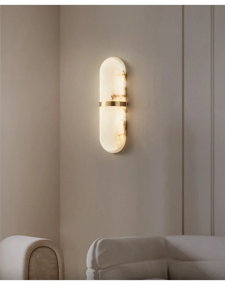 Semicylinder Wall Light Led 12W Imitation Marble Decor Bedside Lamp Living Dining Room Bathroom Doorway Hallway Sconce Lights