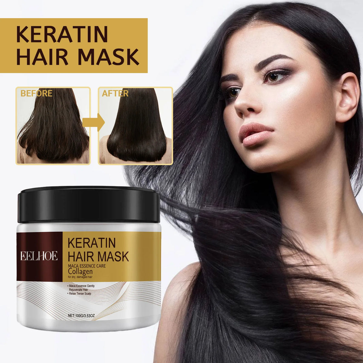 Collagen Keratin Hair Mask Fast Repair Damaged Frizzy Hair Soft Smooth Shiny Straightening Deep Conditioning Moisturizing Hair Care Hot Sale