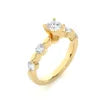 Trending Lab Made Diamond Five Stone Ring Yellow Rose White Gold Plated Leaf Nature Inspired Design VVS1 Clarity Diamond Rings