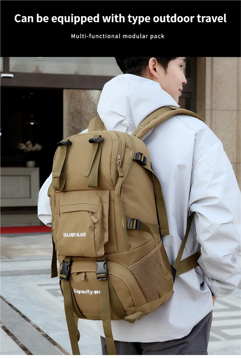 40L Travel Tactical Backpack Men Women Outdoor Travel Cycling Large Capacity Waterproof Lightweight Weight-Lifting Hiking Bag