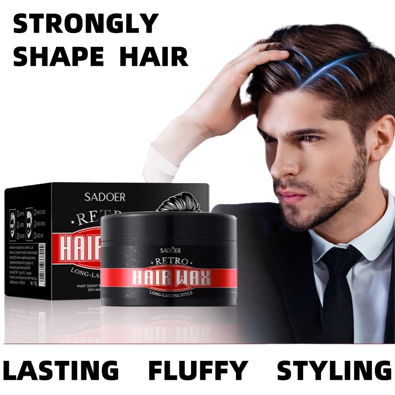100g Men's Retro Hair Wax for Strong Styling and Natural Volume, Rich in Ginseng Root Extract, Keratin and Other Ingredients, with a Fresh Texture That Is Not Sticky, Easy to Clean, and Can Be Applied Gently to the Hair to Pr