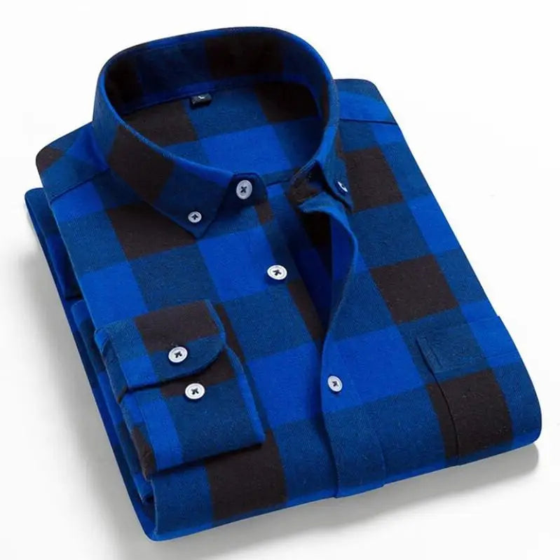 2026 100% Cotton New Male Casual Long Sleeve Warm Man Clothes Flannel Plaid Shirt Men Plus Size 3XL 4XL