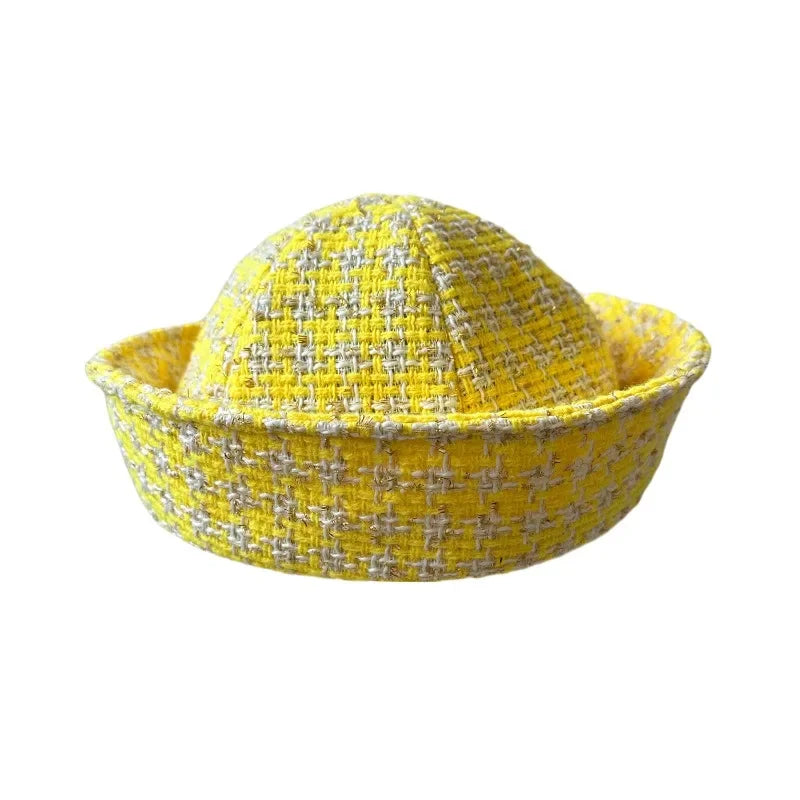 Fall Elegant Tweed Berets for Women Sailor Hat Japanese Versatile Naval Winter Fashion Party Warm Cute Jk Y2K Bucket Hat
