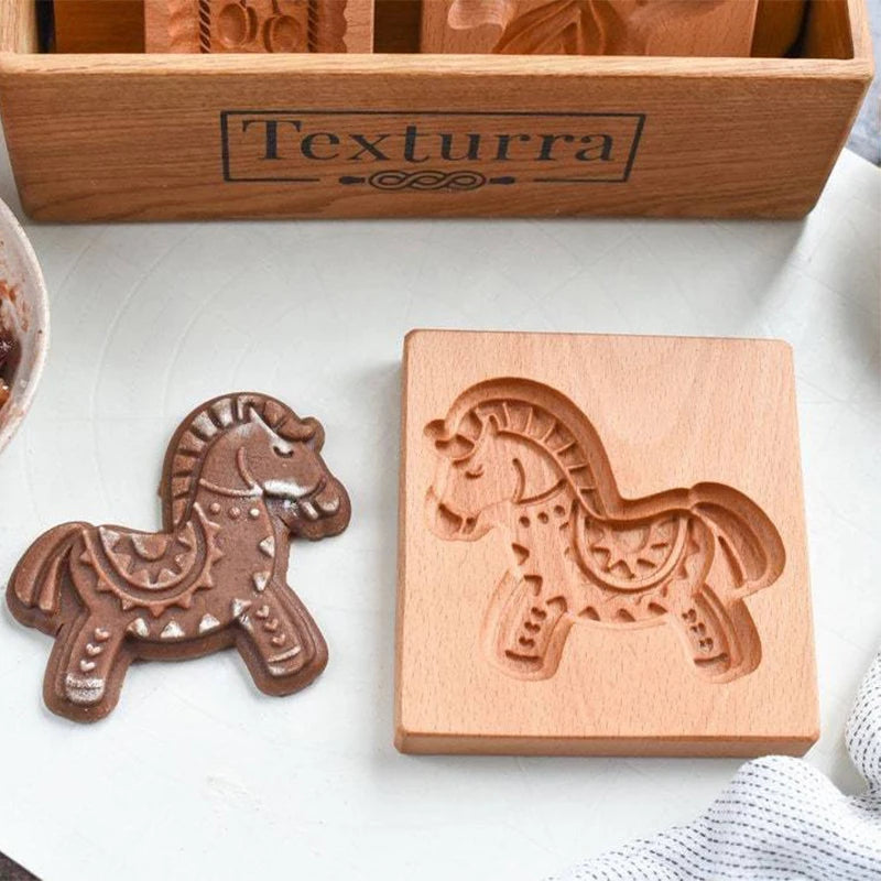 3D Cookie Baking Molds Wooden Gingerbread Mold Press Pumpkin Embossing Tools for Cake Decor DIY Kitchen Gadgets Cookies Moulds