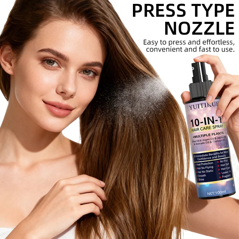 YUITIKUE 10-in-1 Hair Treatment Spray - Heat Protection, Smooths Flyaways, Adds Shine & Moisture to Hair