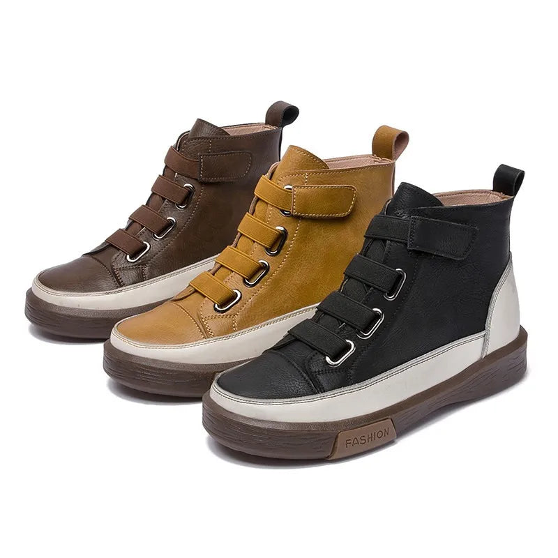DIMANYU Ladies Shoes Sneakers Flat Fur Women Boots Winter Genuine Leather 2026 Retro Spring Ankle Boots For Women